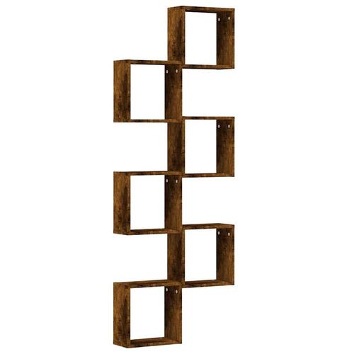 Væghylder 6 stk. 30x15x30 cm kubeformet røget egetræ