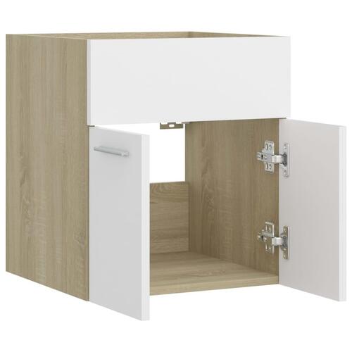 Skab til håndvask 41x38,5x46 cm konstrueret træ hvid sonoma-eg