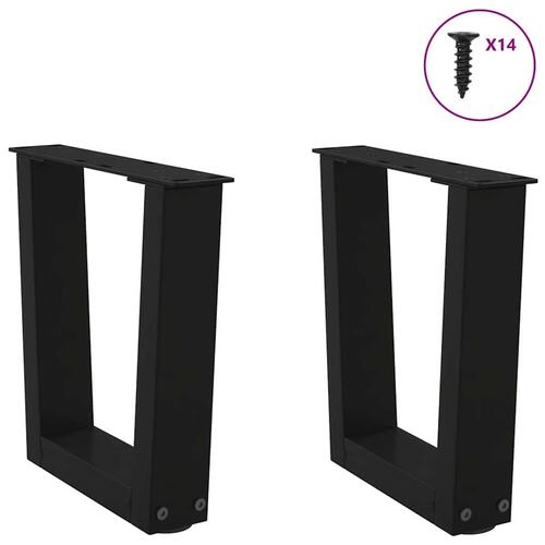 Spisebordsben V-form 2 stk 30x(30-31,3) cm stål sort