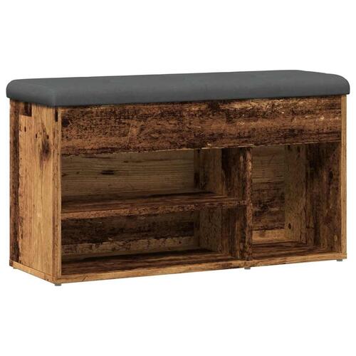 Skobænk 82x32x45,5 cm konstrueret træ antikt træ