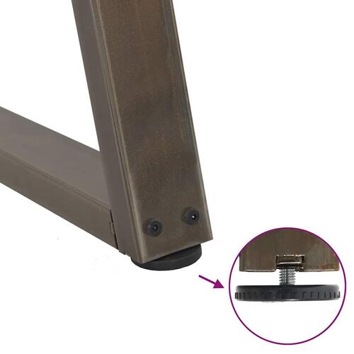 Spisebordsben V-form 2 stk naturstål 50x(30-31,3) cm stål