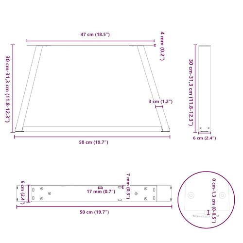 Spisebordsben V-form 2 stk naturstål 50x(30-31,3) cm stål