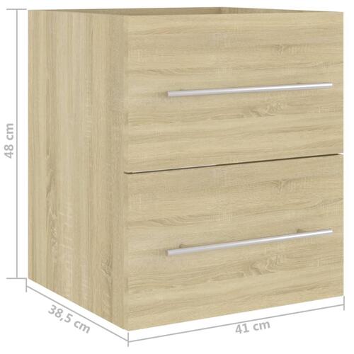 Skab til håndvask 41x38,5x48 cm konstrueret træ sonoma-eg