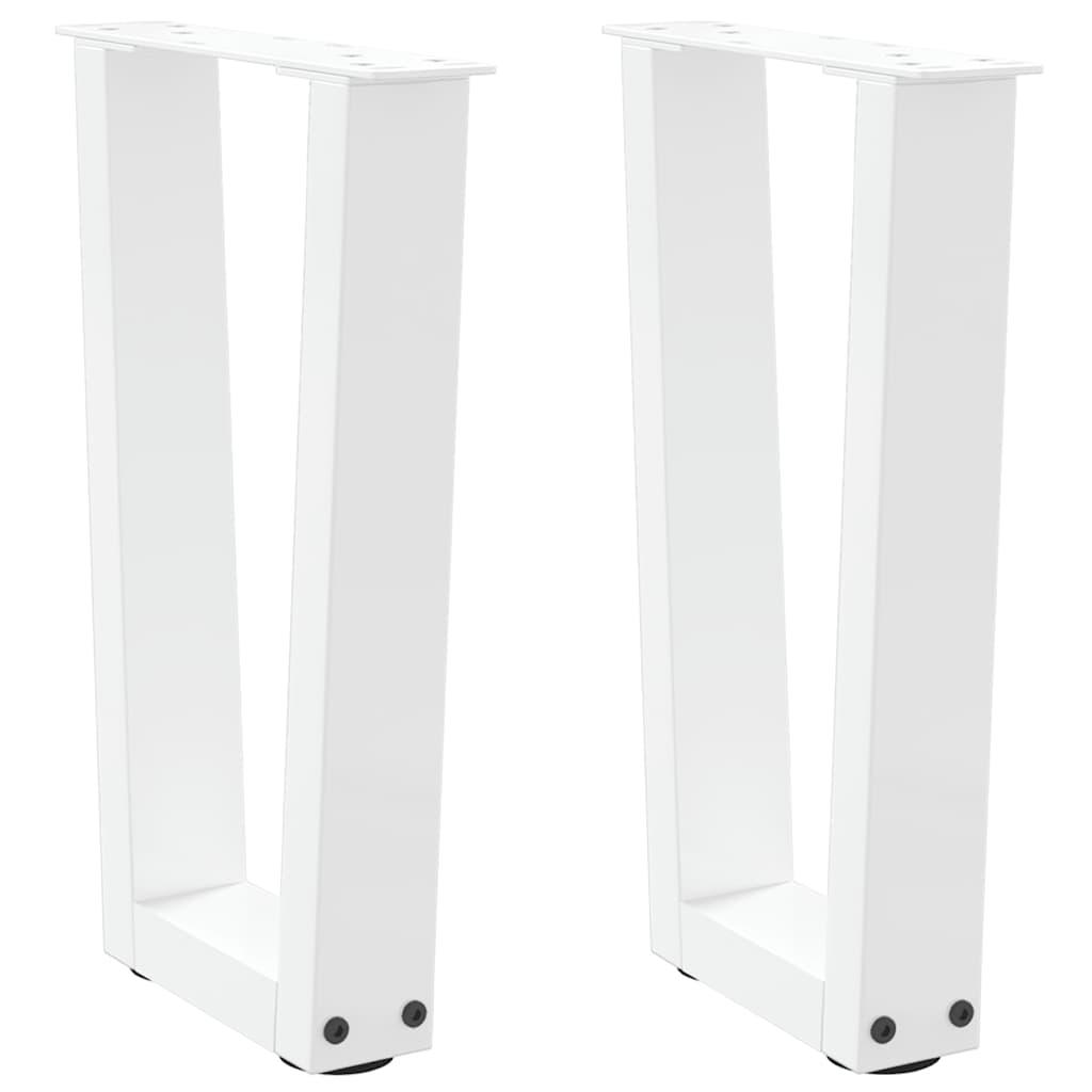 Spisebordsben V-formet 2 stk. 28x(42-43,3) cm stål hvid