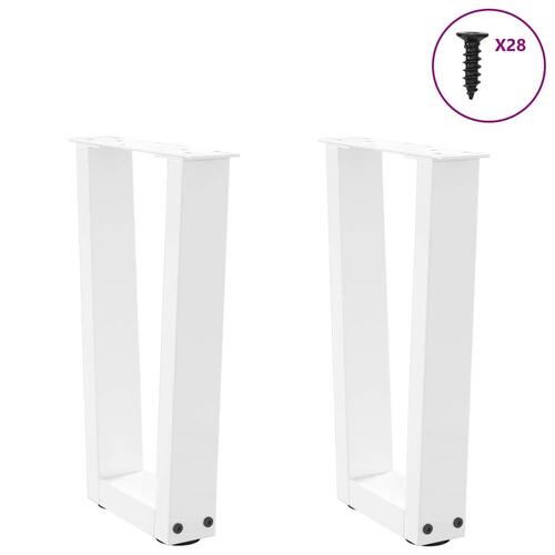 Spisebordsben V-formet 2 stk. 28x(42-43,3) cm stål hvid