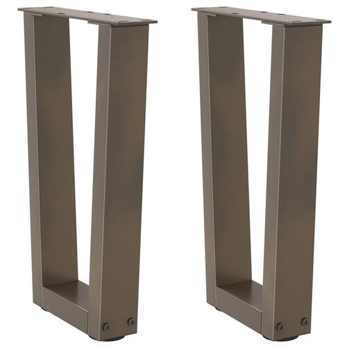 Spisebordsben V-formet 2 stk. naturstål 28x(42-43,3) cm stål
