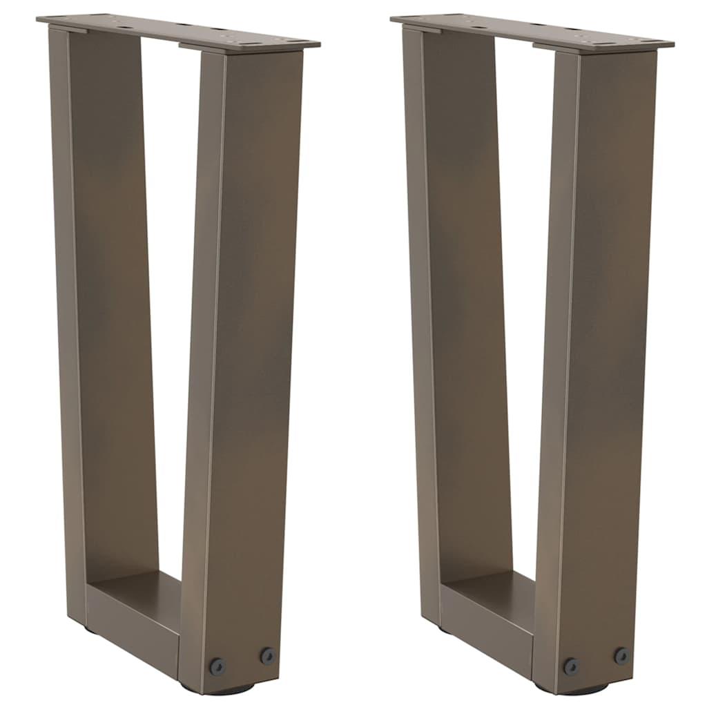 Spisebordsben V-formet 2 stk. naturstål 28x(42-43,3) cm stål