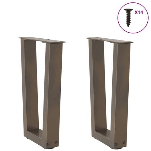 Spisebordsben V-formet 2 stk. naturstål 28x(42-43,3) cm stål