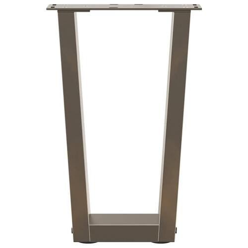 Spisebordsben V-formet 2 stk. naturstål 28x(42-43,3) cm stål