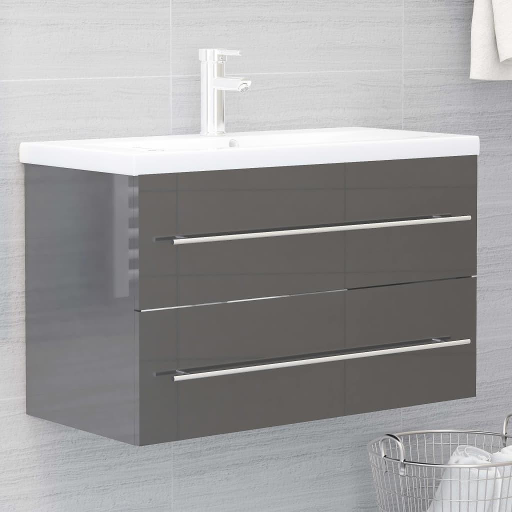 Vaskeskab 80x38,5x48 cm spånplade grå højglans