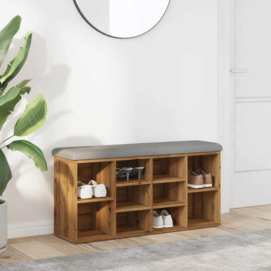 Skobænk 102x32x50 cm konstrueret træ kunsteg
