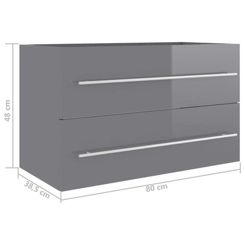 Vaskeskab 80x38,5x48 cm spånplade grå højglans
