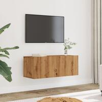 Væghængte tv-borde 2 stk. 80x30x30 cm egetræsfarve