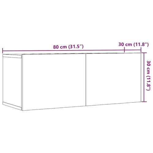Væghængte tv-borde 2 stk. 80x30x30 cm egetræsfarve