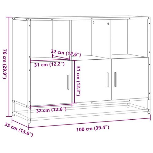 Skænk 100x35x76 cm konstrueret træ grå sonoma-eg