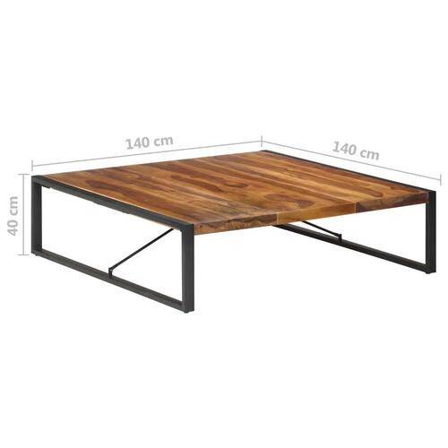 Sofabord 140x140x40 cm massivt træ med sheeshamfinish