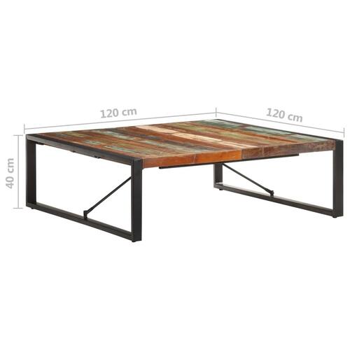 Sofabord 120x120x40 cm massivt genbrugstræ