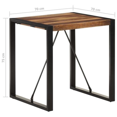 Spisebord 70x70x75 cm massivt akacietræ med sheeshamfinish