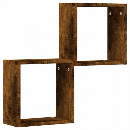 Væghylder kubeformet - 2 stk. 30×15×30 cm, røget egetræ