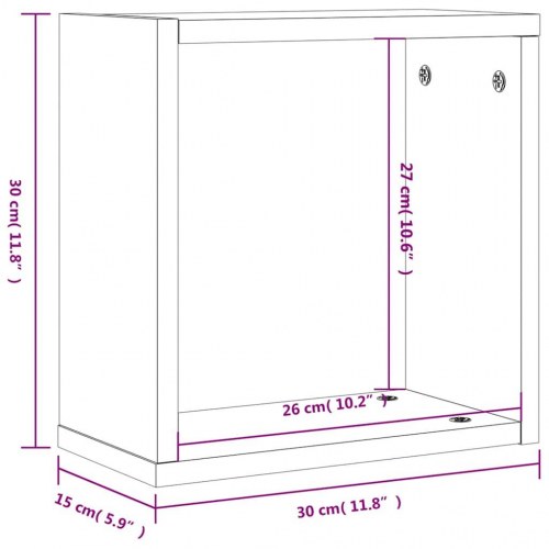 Væghylder kubeformet - 2 stk. 30×15×30 cm, røget egetræ