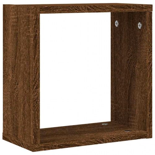 Kubeformede væghylder - 2 stk. 30×15×30 cm i brun egetræsfarve