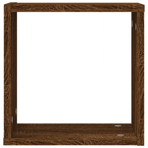 Kubeformede væghylder - 2 stk. 30×15×30 cm i brun egetræsfarve