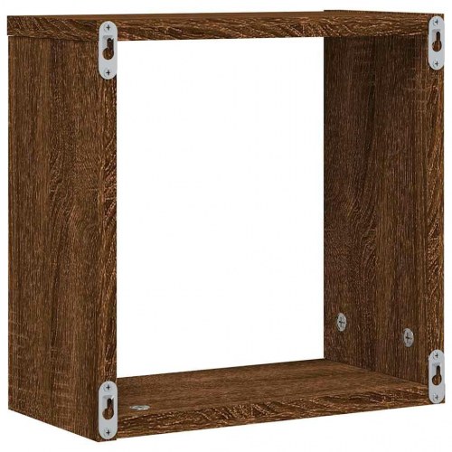 Kubeformede væghylder - 2 stk. 30×15×30 cm i brun egetræsfarve