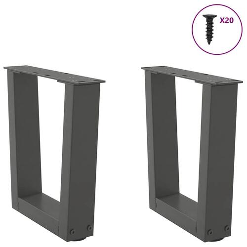 Spisebordsben V-form 2 stk 40x(30-31,3) cm stål antracitgrå