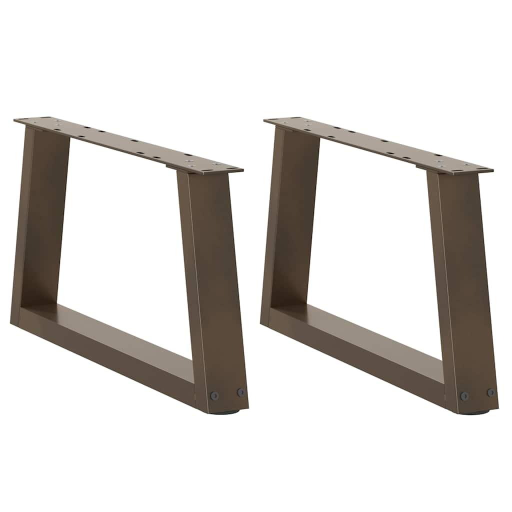 Spisebordsben V-form 2 stk naturstål 60x(30-31,3) cm stål