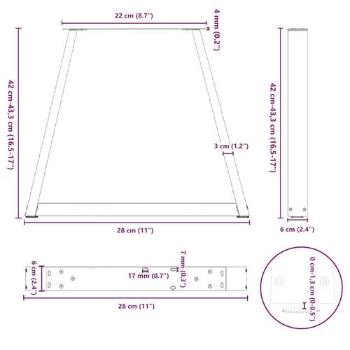 Spisebordsben V-formet 2 stk. 28x(42-43,3) cm stål sort