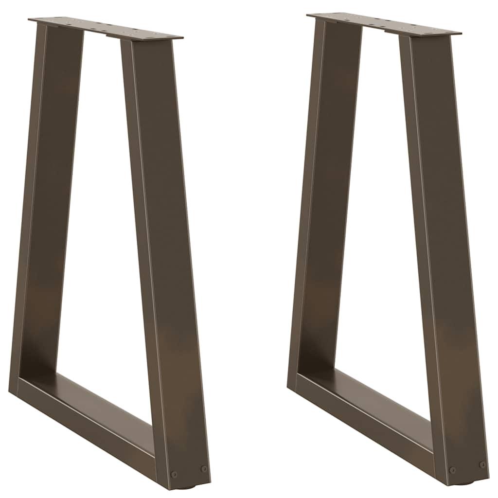 Spisebordsben V-formet 2 stk. naturstål 50x(72-73,3) cm stål billede