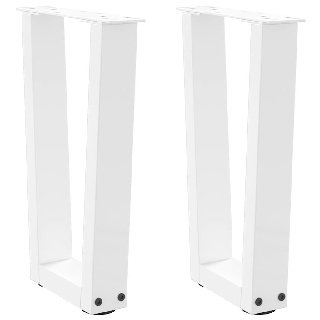 Spisebordsben V-Form 50X(30-31,3) Cm Stål - Hvid / 38 x (42-43.3) cm
