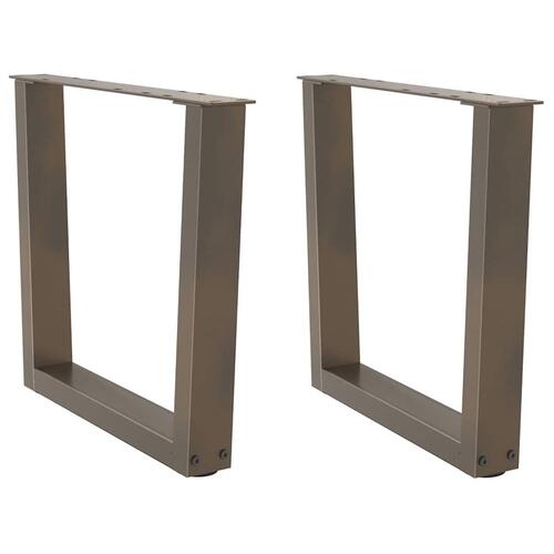 Spisebordsben V-formet 2 stk. naturstål 50x(42-43,3) cm stål