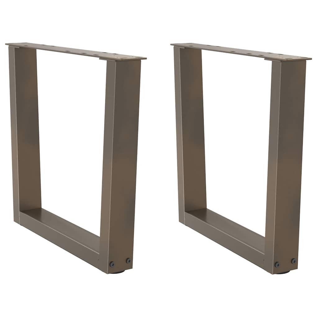 Spisebordsben V-formet 2 stk. naturstål 50x(42-43,3) cm stål