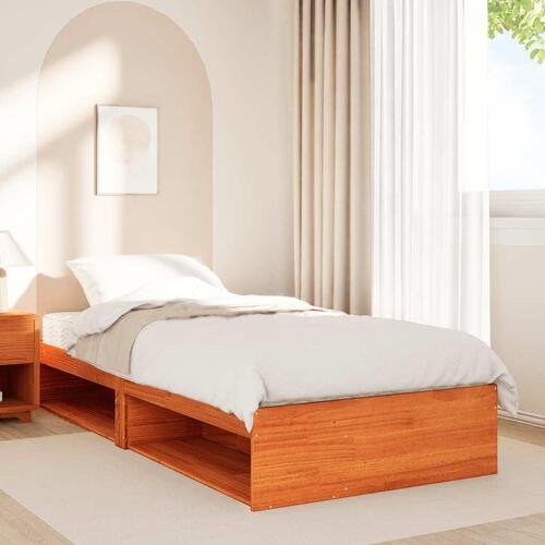 Daybed med madras 100x200 cm massivt fyr gyldenbrun