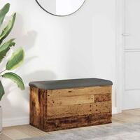 Opbevaringsbænk 82x42x45 cm konstrueret træ antikt træ
