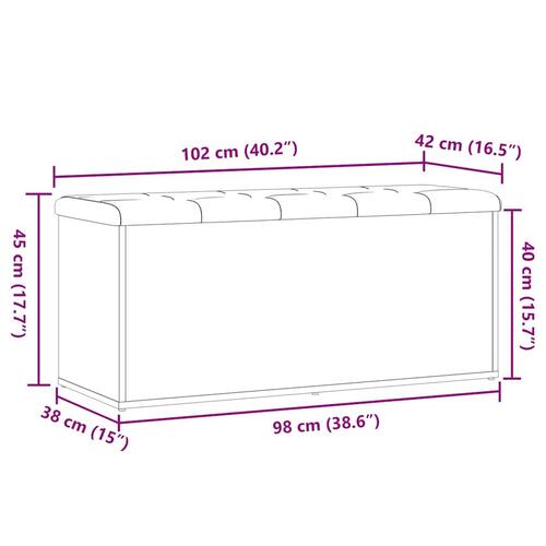 Opbevaringsbænk 102x42x45 cm konstrueret træ kunsteg