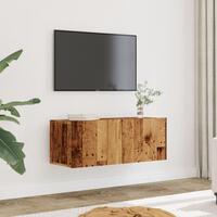 Væghængte tv-borde 2 stk. 80x30x30 cm gammelt træ-look