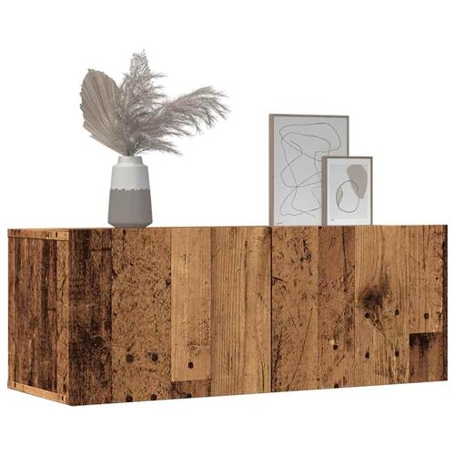 Væghængte tv-borde 2 stk. 80x30x30 cm gammelt træ-look