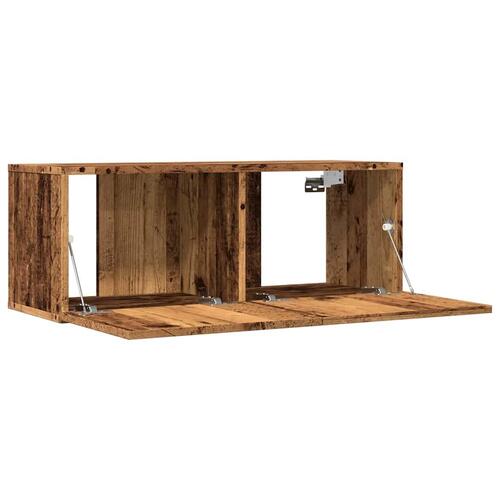 Væghængte tv-borde 2 stk. 80x30x30 cm gammelt træ-look