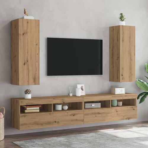 Tv-skabe 2 stk. 30,5x30x90 cm konstrueret træ kunsteg