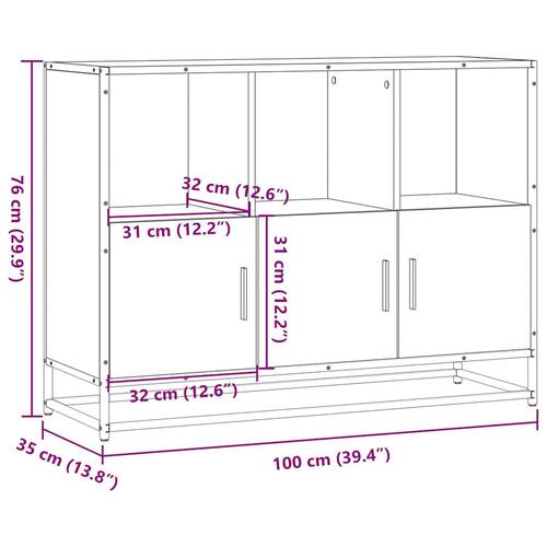 Skænk 100x35x76 cm konstrueret træ brun egetræsfarve