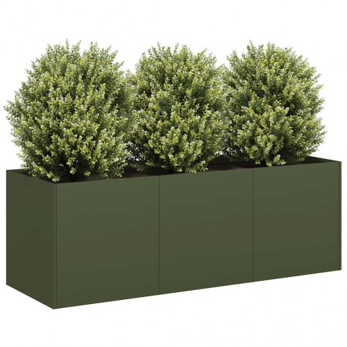 Plantekasse i koldvalset stål - olivengrøn 120 × 40 × 40 cm
