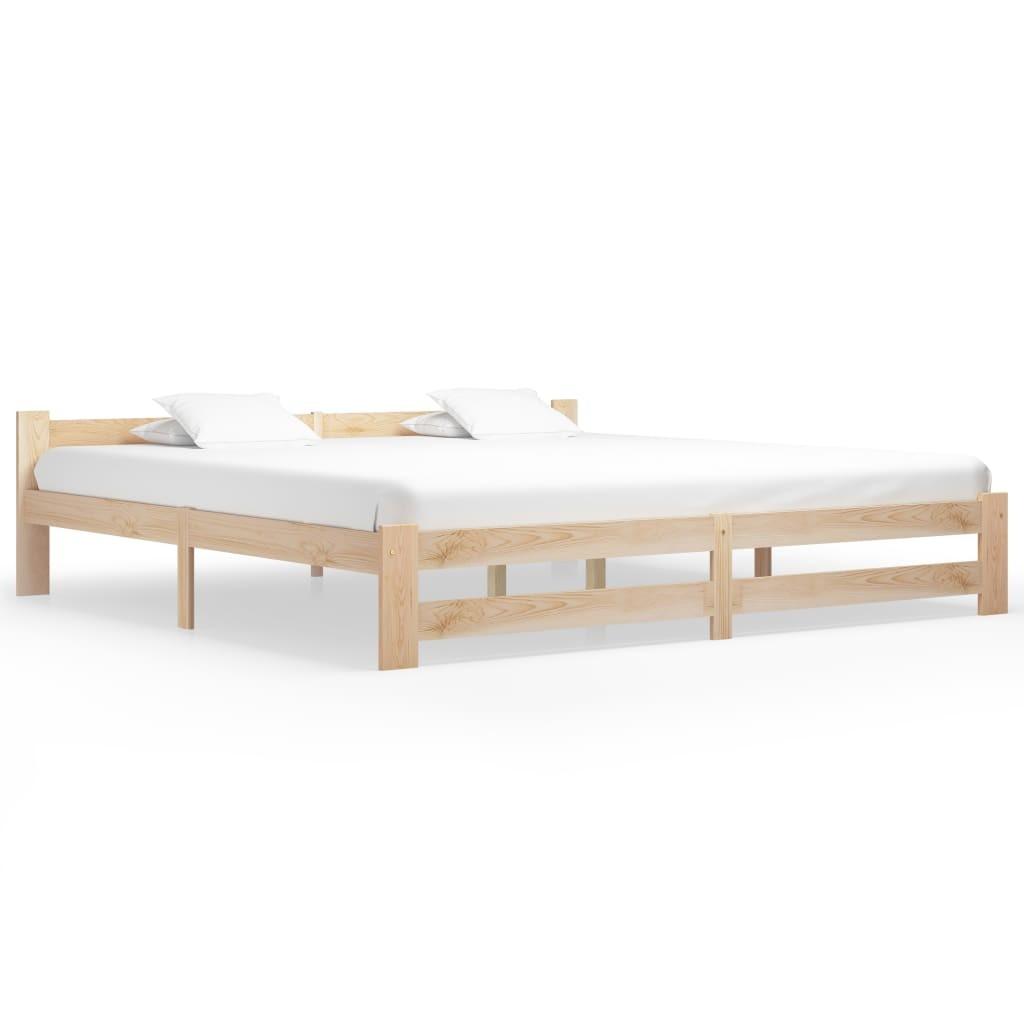 Sengeramme uden madras massivt fyrretræ 200x200 cm
