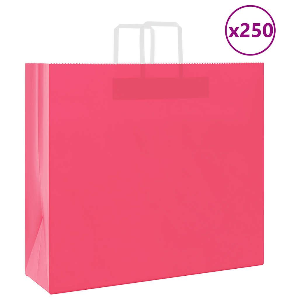 Papirposer 250 stk. med håndtag 54x15x49 cm lyserød billede