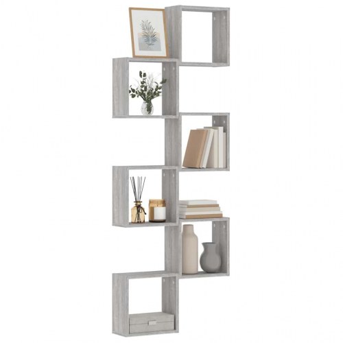 Væghylder 6 stk. kubeformet - 30×15×30 cm, grå sonoma-eg