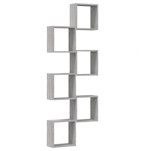 Væghylder 6 stk. kubeformet - 30×15×30 cm, grå sonoma-eg