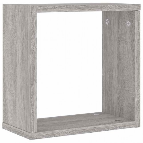 Væghylder 6 stk. kubeformet - 30×15×30 cm, grå sonoma-eg