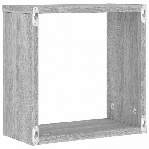 Væghylder 6 stk. kubeformet - 30×15×30 cm, grå sonoma-eg