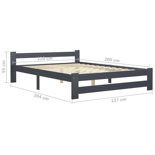Sengestel 120x200 cm massivt fyrretræ mørkegrå
